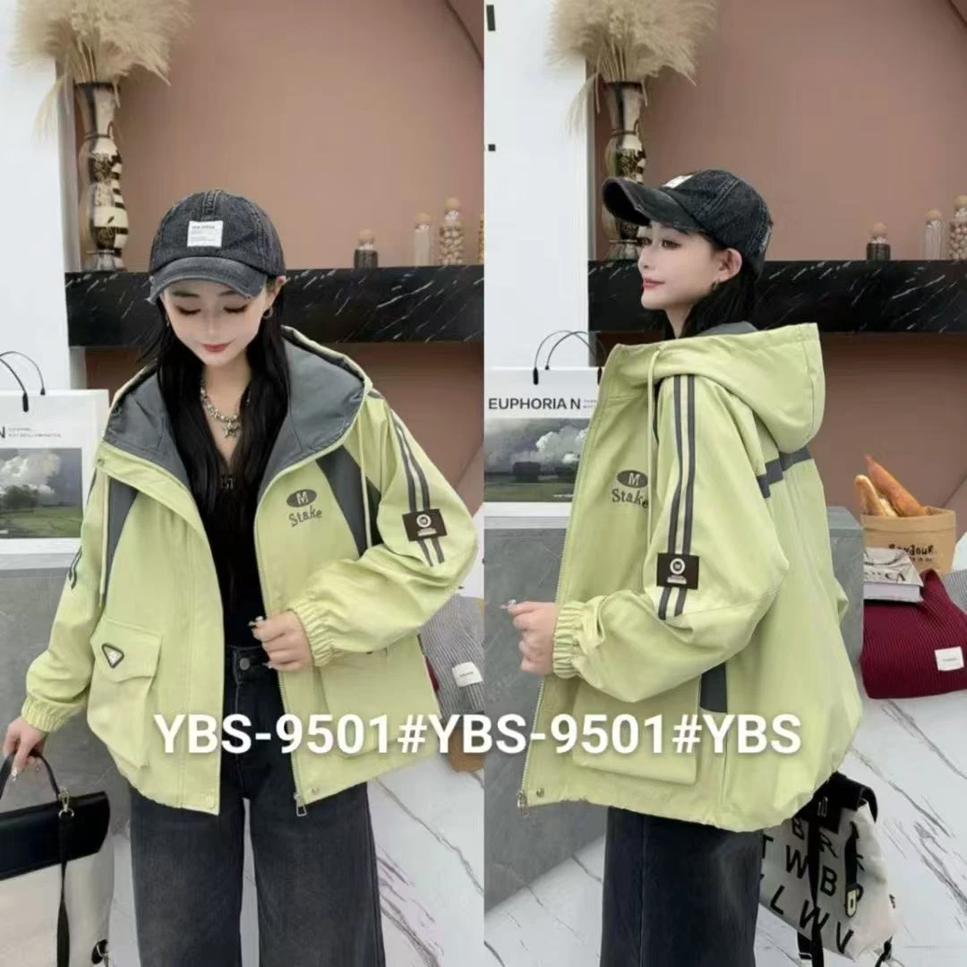 9501#春季大口袋字母工装冲锋衣外套
