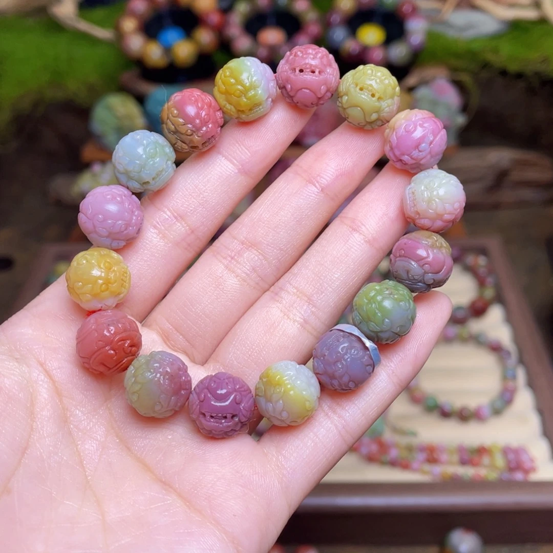 烟***南未镶嵌手串玛瑙/玉髓盐源玛瑙仙色系貔貅串