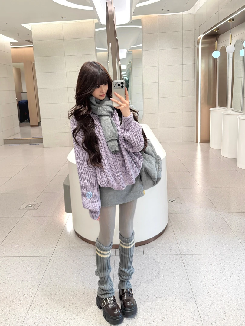 秋季一整套女装2025新款韩系拉链毛衣外套高腰显瘦半身裙两件套装