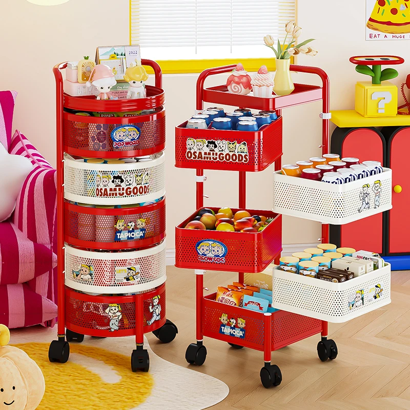 【免安装】零食置物架家用厨房小推车移动落地架子客厅高颜值零食架