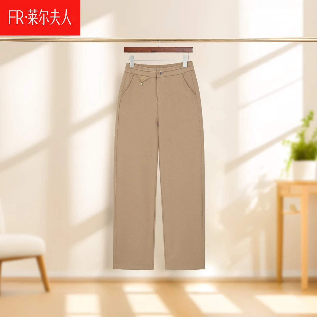 莱尔夫人6601春季新款窄版阔腿直筒高腰显瘦百搭直筒休闲长裤