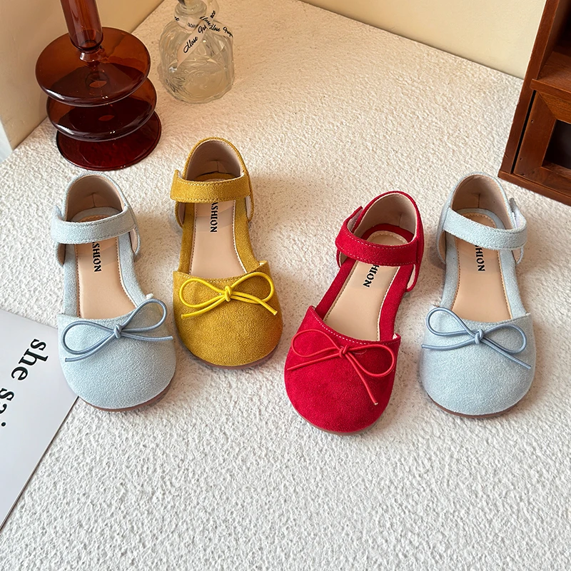 25夏季新款凉鞋中大童鞋女童绒面包头凉鞋儿童软底公主凉鞋4793