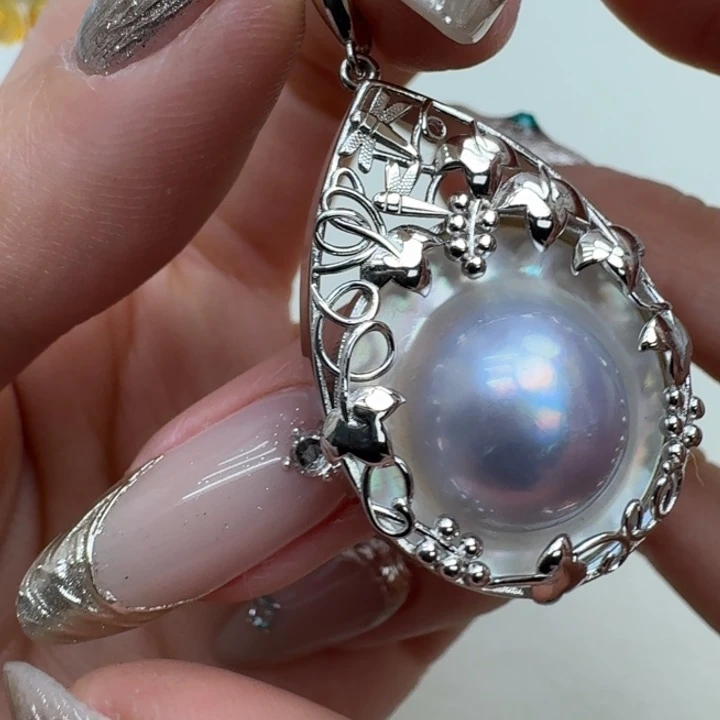拼合珍珠（马贝珠）颈饰银S925镶嵌