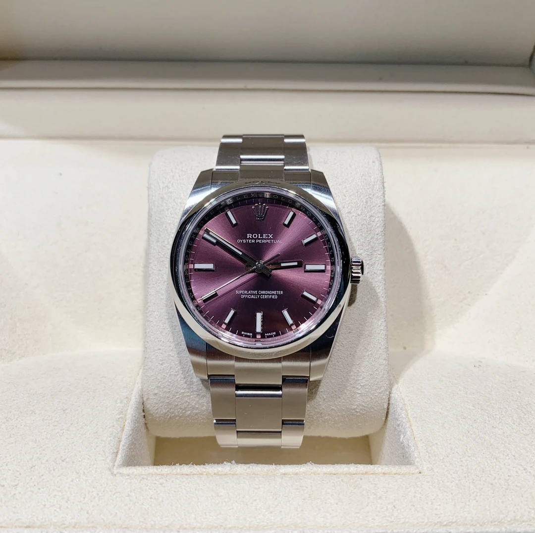99新 Rolex/劳力士 蚝式恒动114200 表径34 紫盘调刻 全套