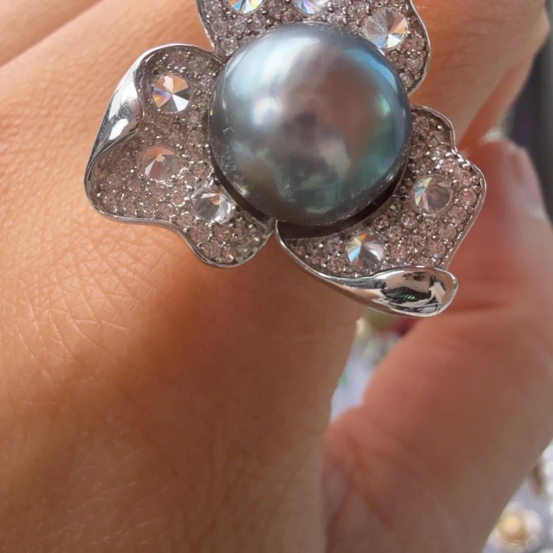 海水珍珠银S925镶嵌戒指