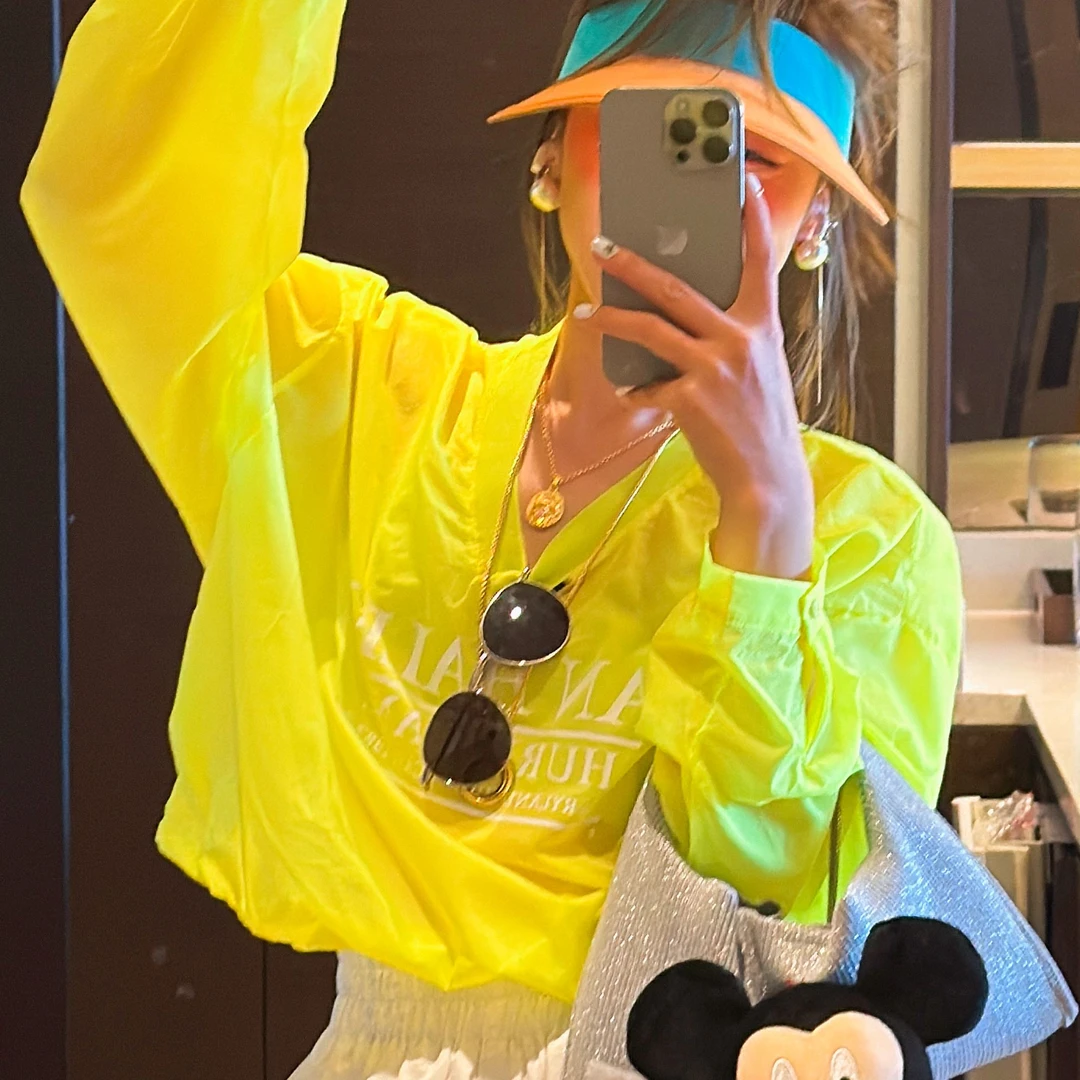 欧货夏季新款超薄款V领定织定染款短版抽绳防晒打底T恤衫