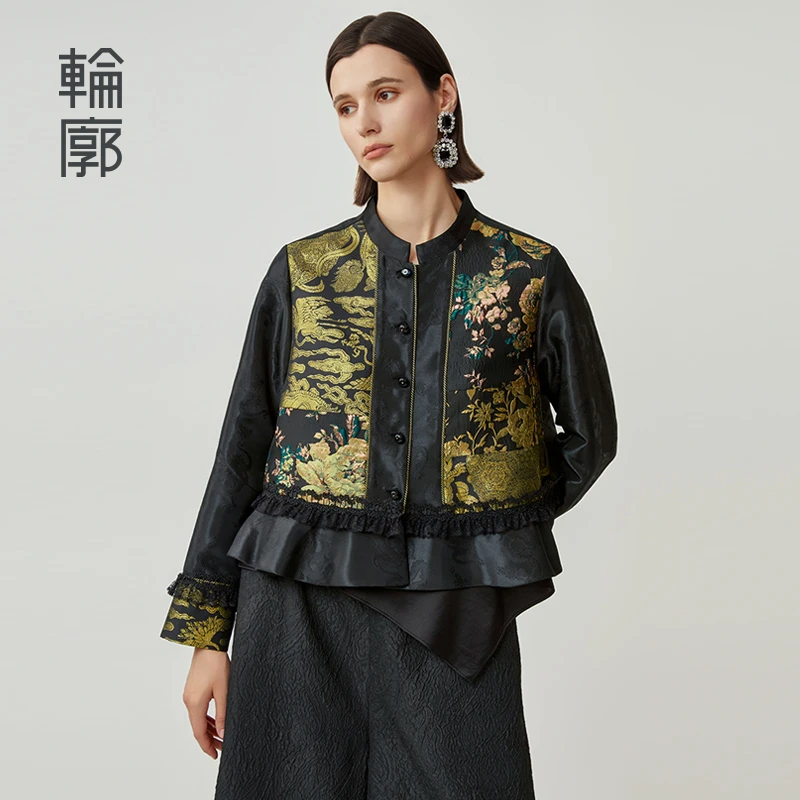 【蓉主儿专属】轮廓风华L243Y051新中式提花外套不对称上衣