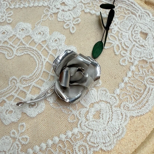 铜合金胸针 【六六中古】孤品素色玫瑰胸针th5817