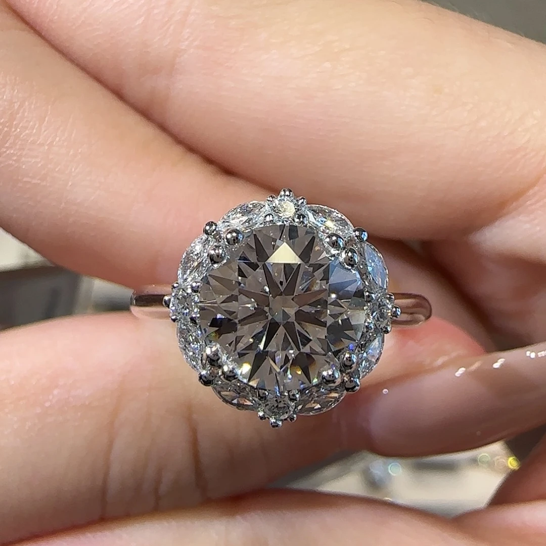 实验室培育钻石铂Pt950镶嵌许妍同款2卡vvs2