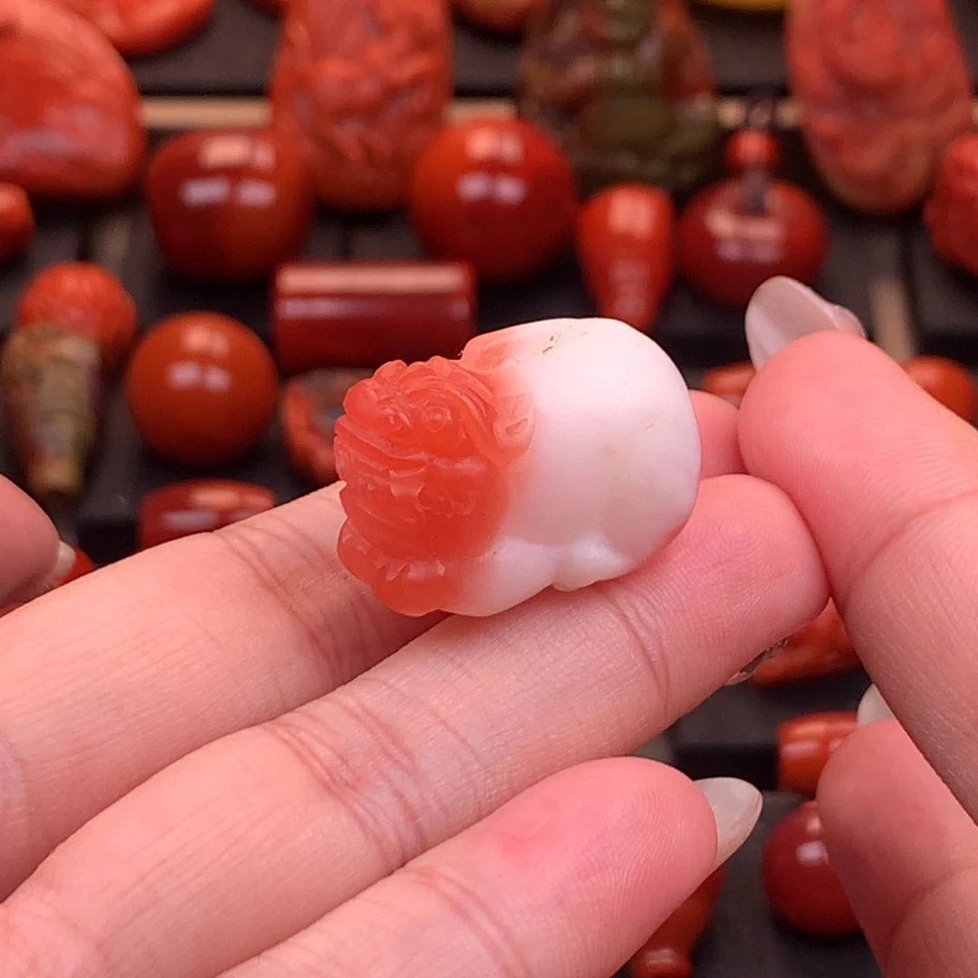 南红玛瑙未镶嵌保山鸿运当头貔貅15.5mm