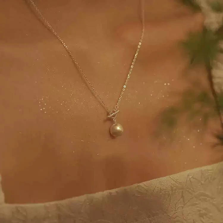 9064 轻奢高级金色单珠项链