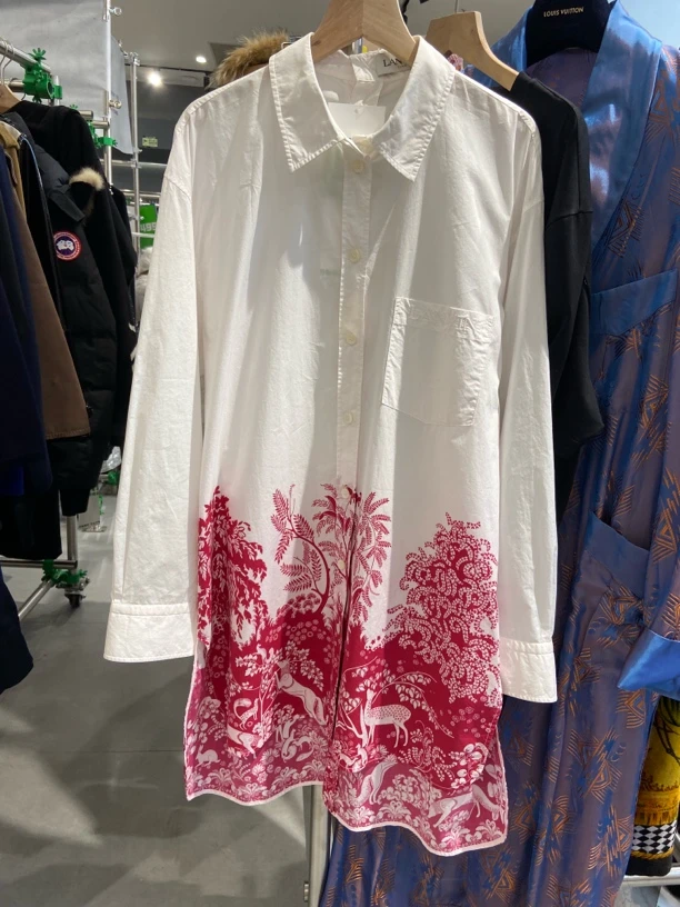99新 LANVIN 丛林印花衬衫裙40码1973