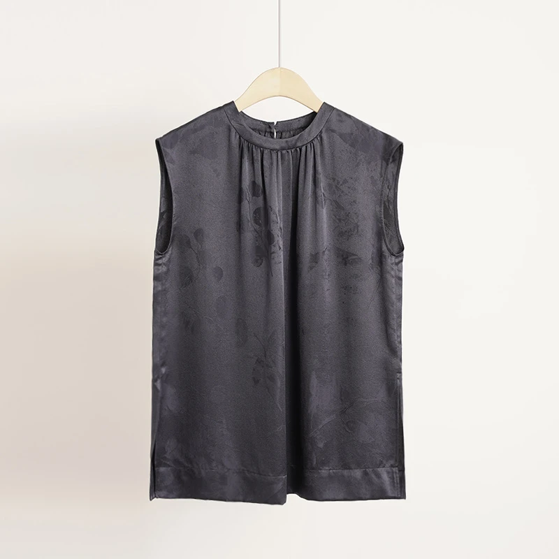 6A级重磅100%桑蚕丝暗纹提花桑波缎女士上衣（250907）2454