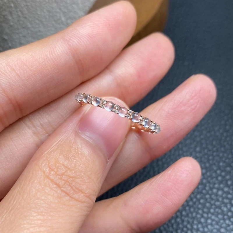 铜合金戒指 清冷感冰透蛋面戒指女复古轻奢小众设计高级感食指戒