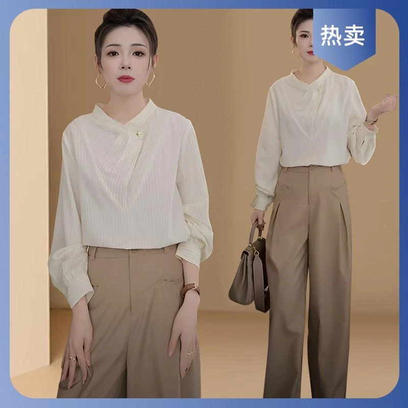 欧货时尚轻奢气质条纹长袖衬衫女春秋设计感宽松显瘦别致洋气上衣