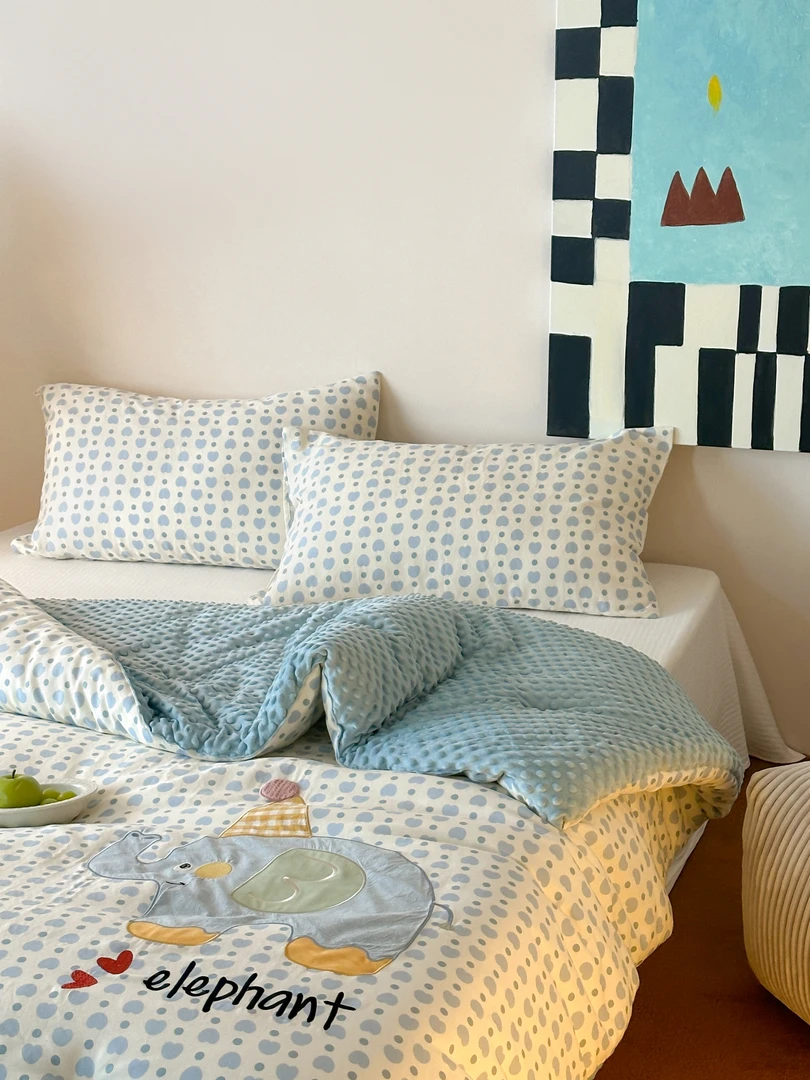 正反面母婴A类100%全棉双层纱贴布绣工艺款夏被春秋被可机洗亲肤