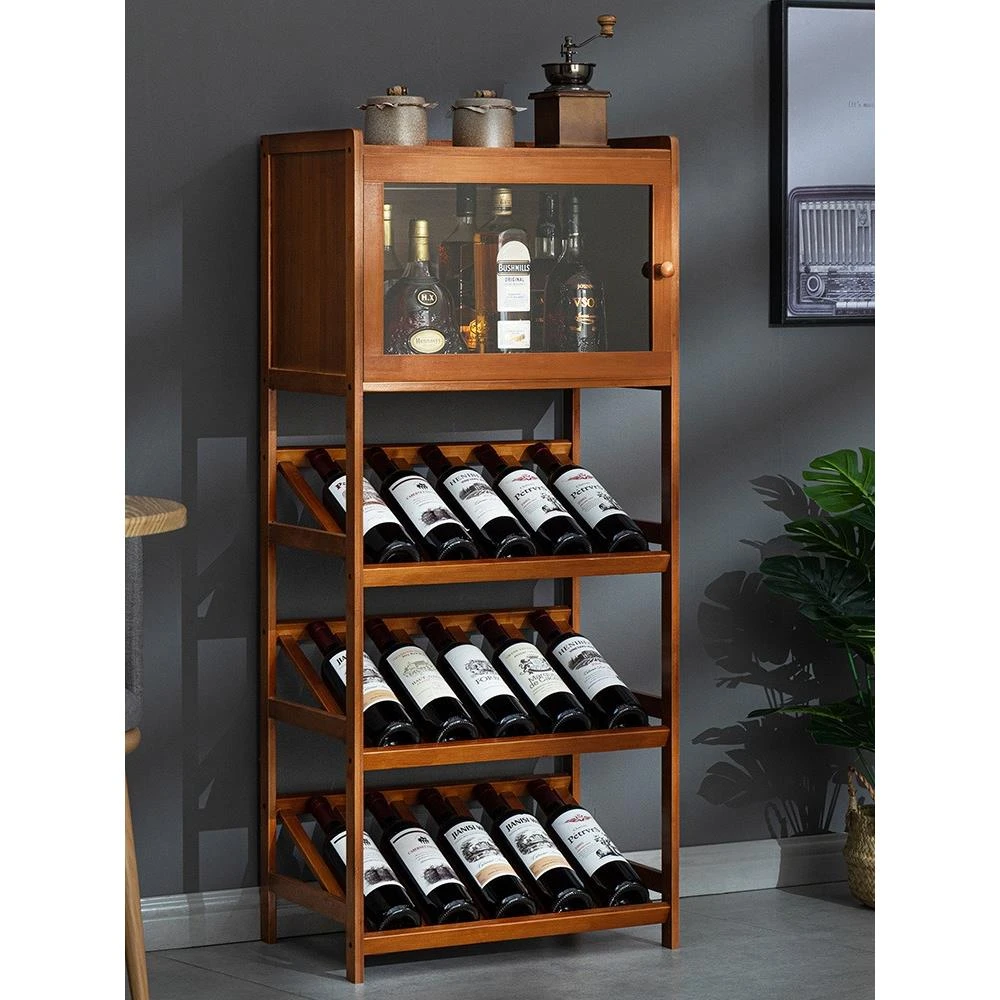 红酒架子置物架家用小酒柜酒格子吧台展示架放酒装饰简易实木靠墙