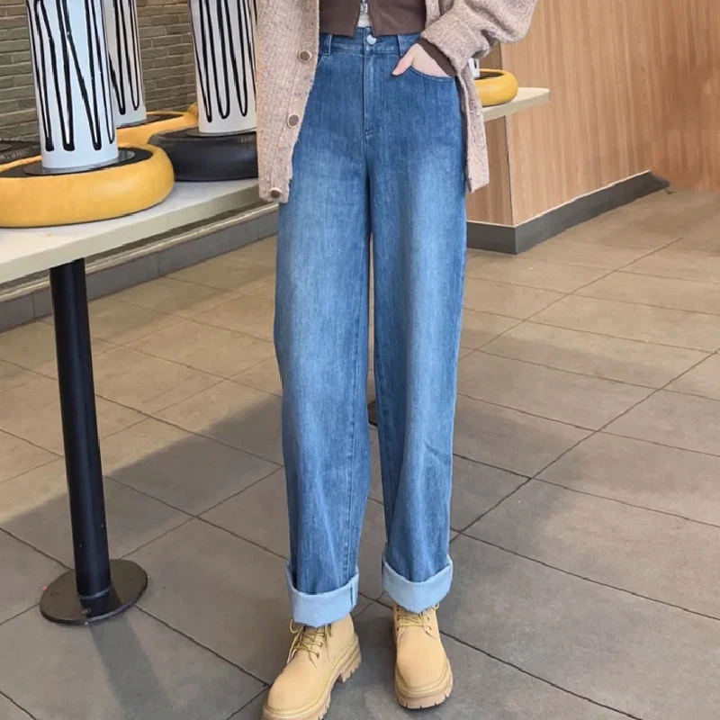 专柜正品商场同款25春秋新款百搭高腰显瘦直筒阔腿牛仔裤5100588
