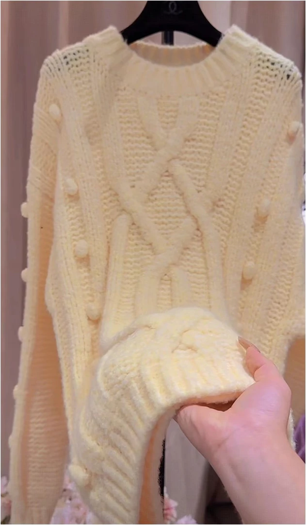 常规针织时尚冬季圆领加厚百搭宽松型打底毛针织衫（小曾）