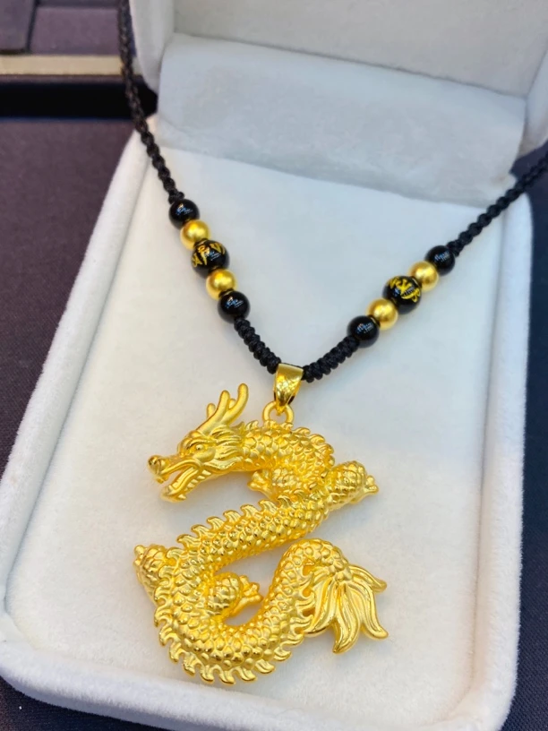 足金999金龙编绳项链
