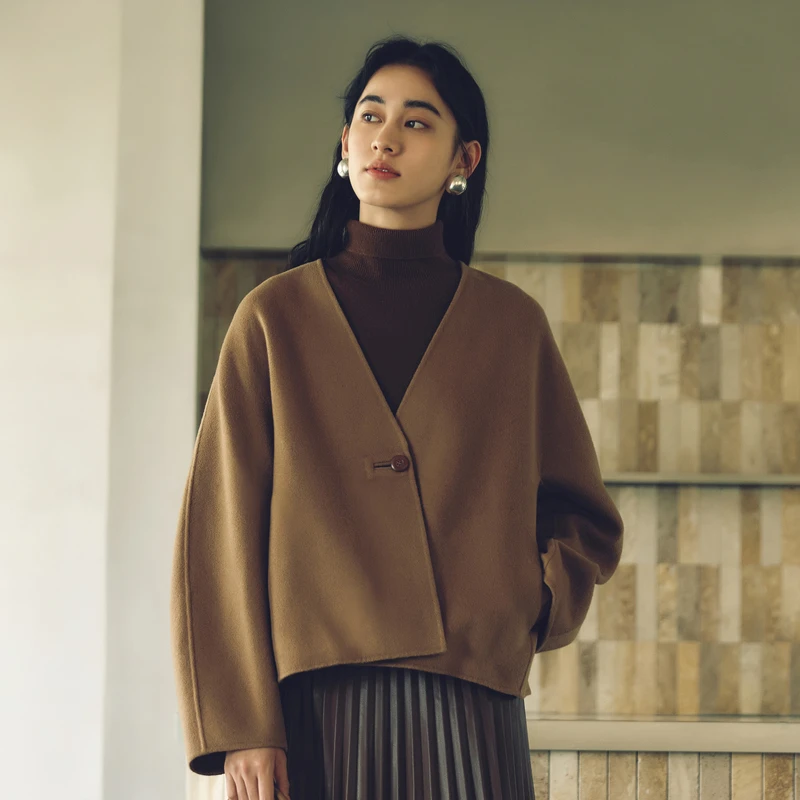 【100%绵羊毛】JNBY/江南布衣冬季双面毛呢大衣15支夹克女5O0810640