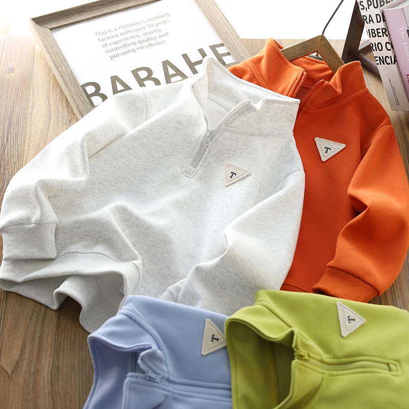 男童半拉链卫衣2025春秋新款儿童休闲运动上衣中大童套头衫长袖潮