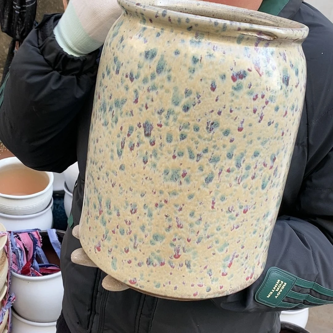 紫砂花盆瑕疵口17高26