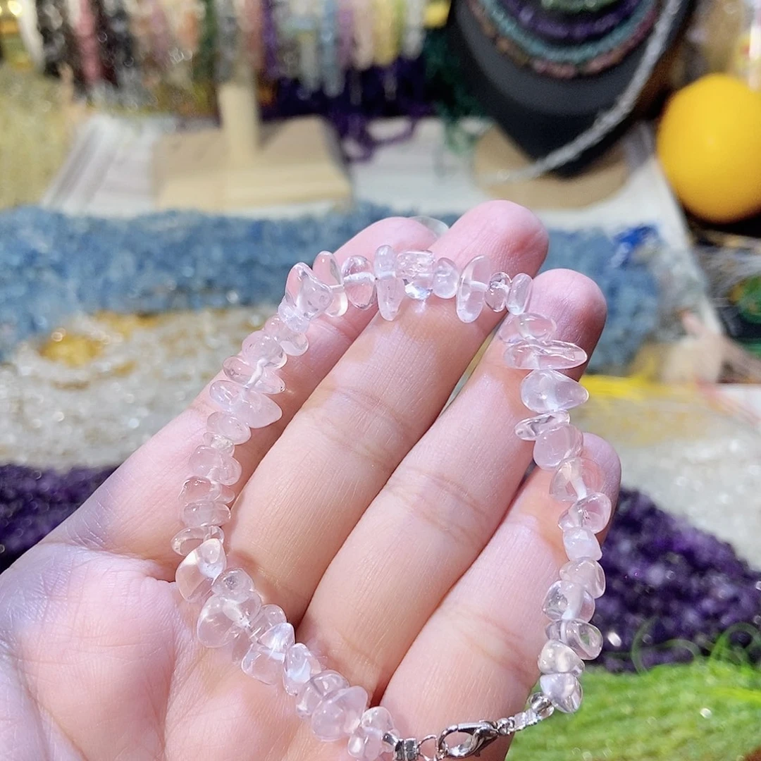 未镶嵌珠宝半成品水晶粉水晶手链