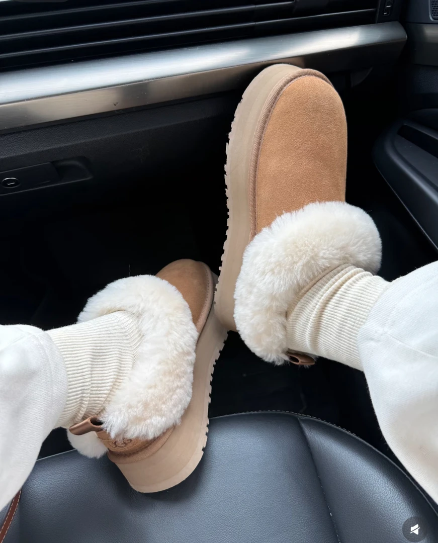 Q【厚底塔茨勒专柜版】跟高4cm皮毛一体保暖加秋冬雪地靴加绒冬季