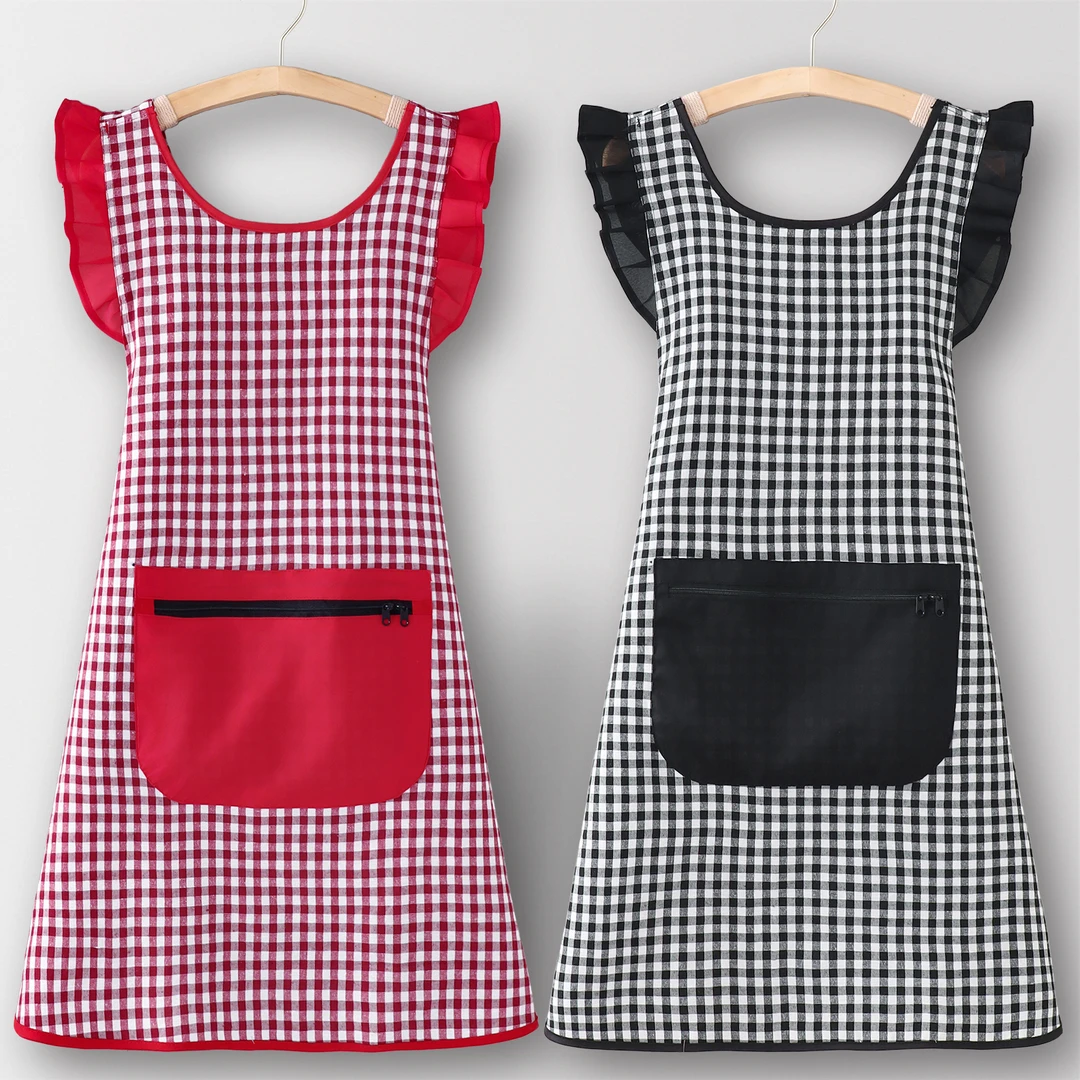 美甲围裙厨房家用做饭2025新款棉布干活工作服女耐磨餐饮上班专用