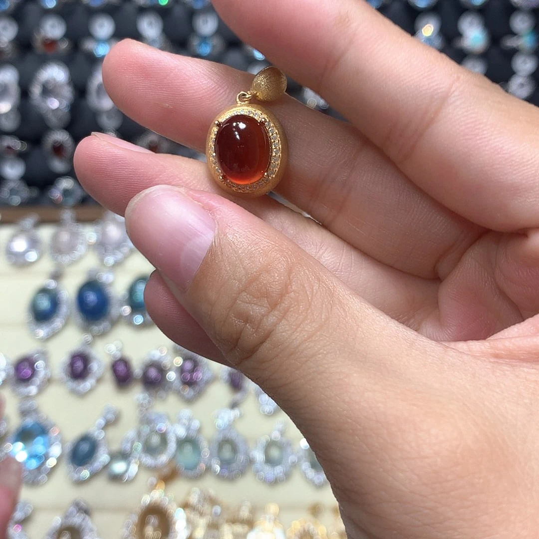 芙蓉石戒指银S925镶嵌