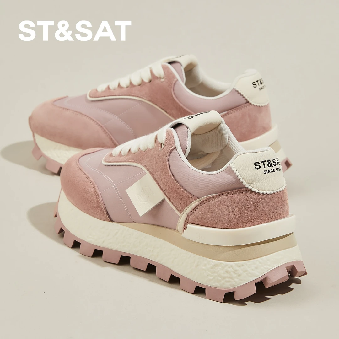 星期六真皮华夫阿甘鞋女鞋夏季软底舒适休闲跑步鞋时尚百搭德训鞋