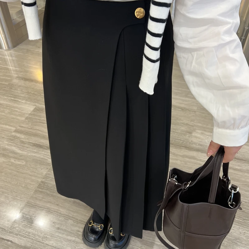 米特小姐《高腰百褶》显瘦气质时尚高腰百褶半身裙