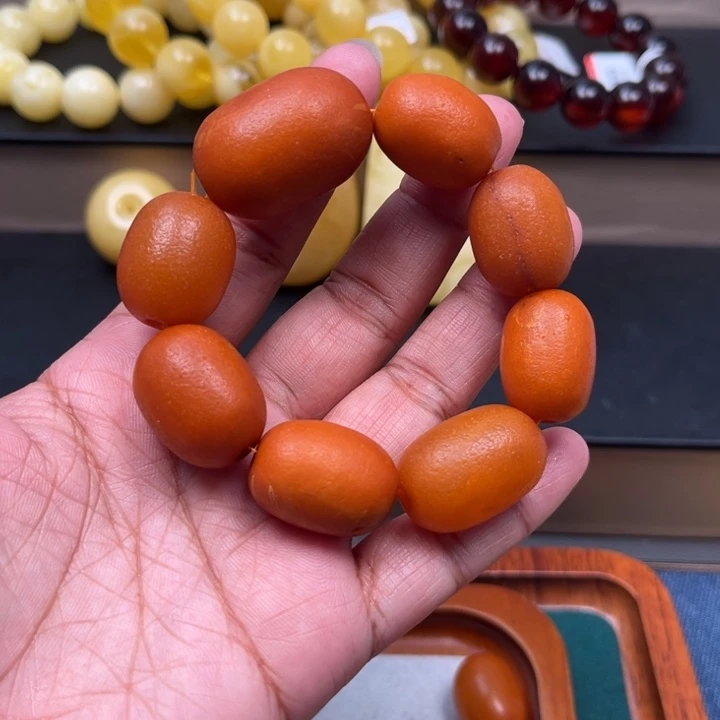 开***悟琥珀未镶嵌珠宝奇石M106号橘皮枣珠