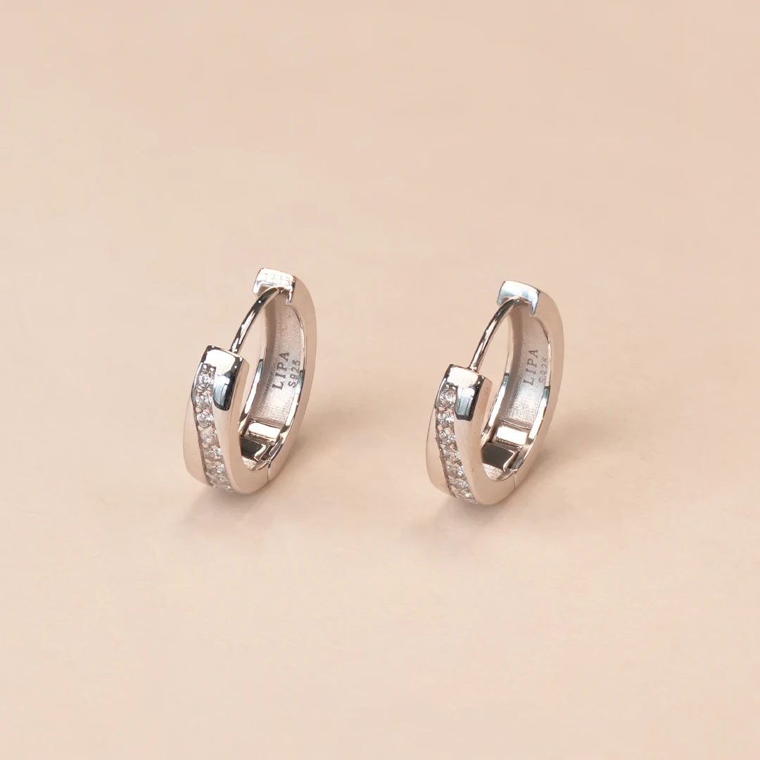 925银耳饰 【篱畔·丰芒】925银耳饰锆石耳圈轻奢百搭耳扣款耳环精致