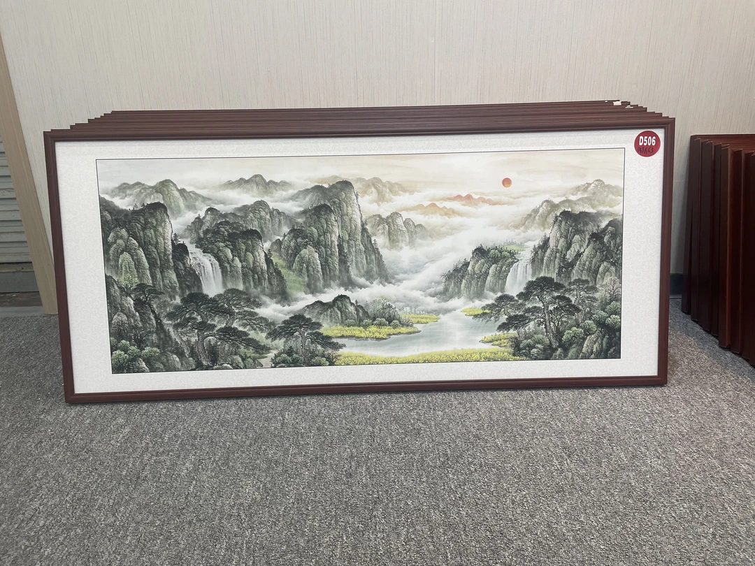 D506新中式143x63cm山水画客厅装饰画沙发背景墙挂画