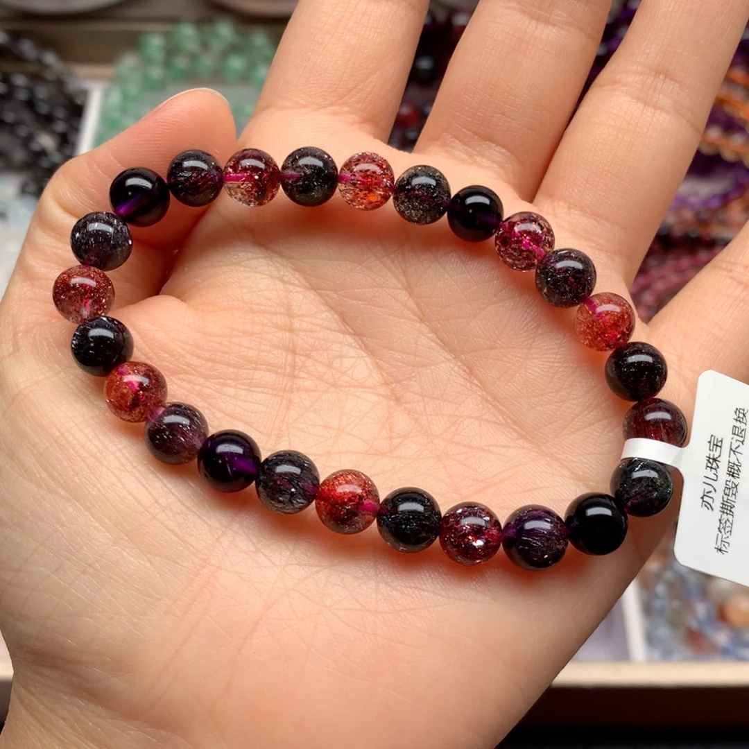 水晶未镶嵌手链黑加仑超七7.8