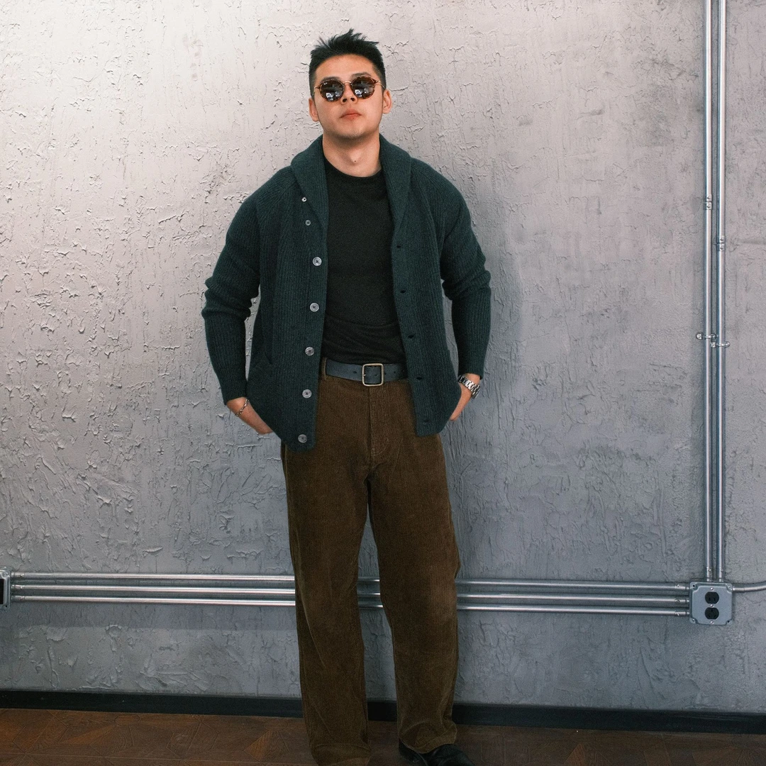 hard X 硬野 美丽诺羊毛青果领开衫