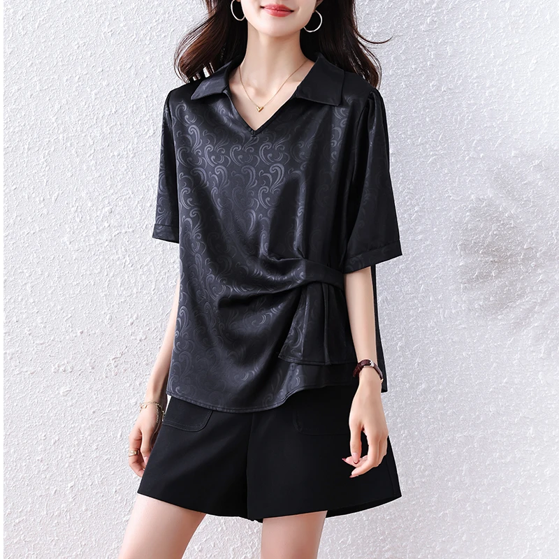 2025夏季新款大码气质显瘦透气时尚宽松遮肉设计感衬衫上衣衬衣