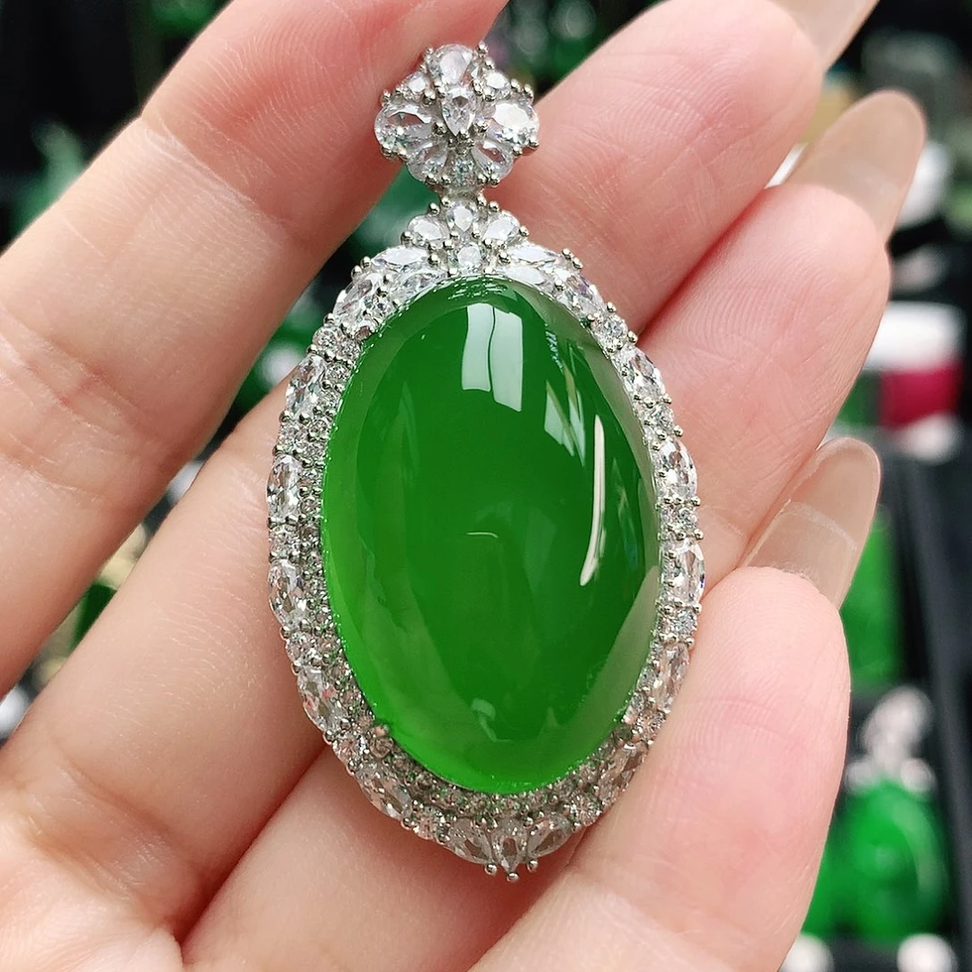 玛瑙/玉髓银S925镶嵌吊坠