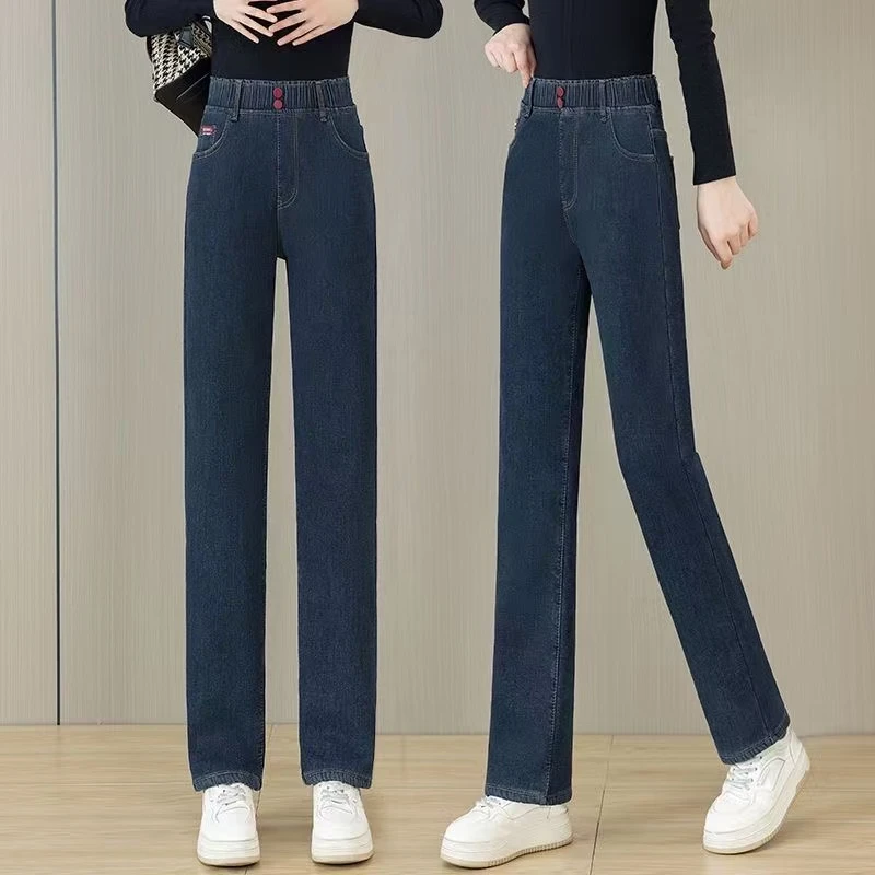 广州新塘窄版直筒牛仔裤女裤子女款爆款2025新款宽松妈妈装显瘦裤