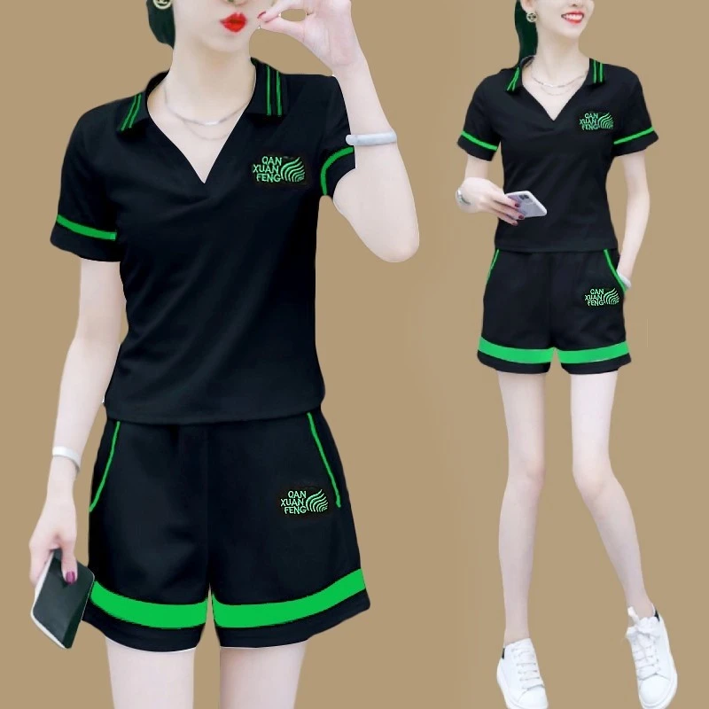 纯棉时尚短袖短裤运动服套装女夏季2025年新款洋气减龄休闲两件套