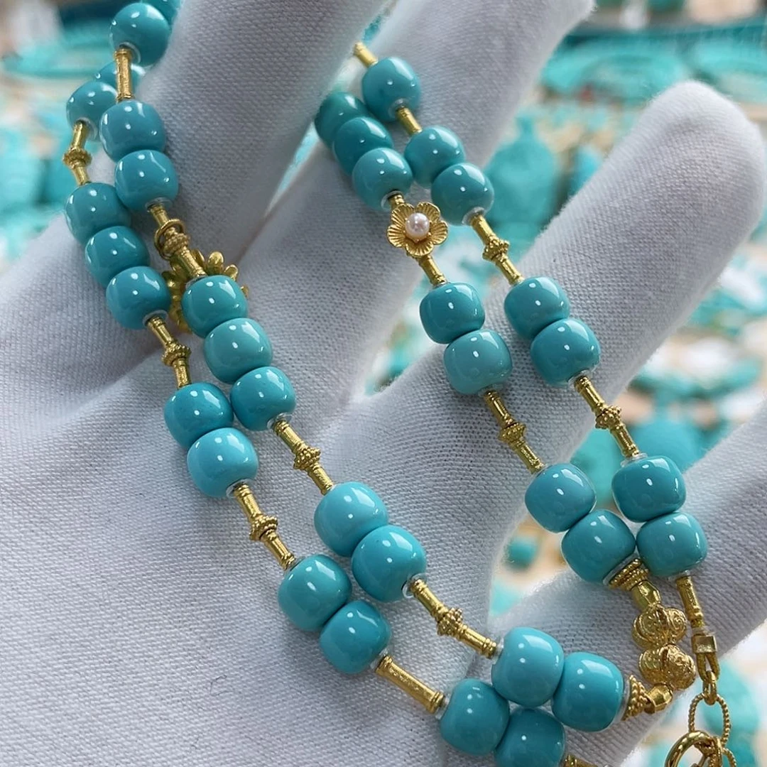 绿松石珠宝奇石18K金镶嵌