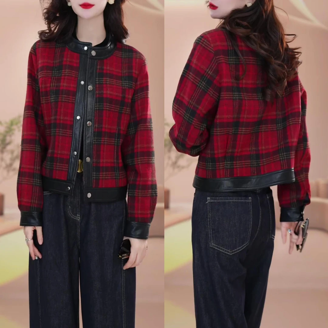 时尚小香风格子休闲外套女2025年早秋新款气质宽松显瘦百搭短外套