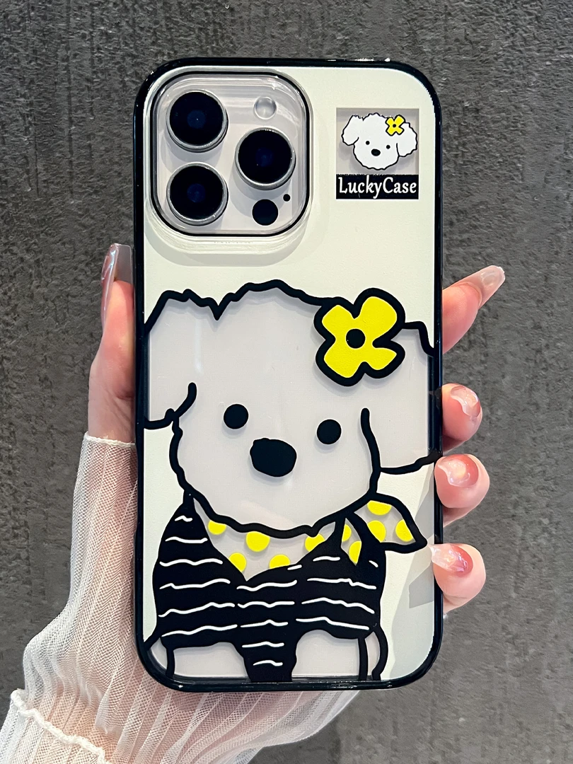 二合一亚克力小狗手机壳iPhone16适用苹果15/14promax手机壳13/12