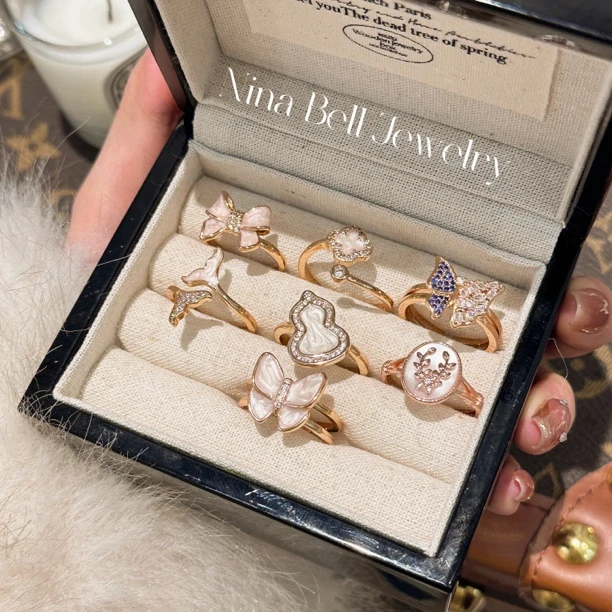 铜合金珐琅戒指 玫瑰金戒指气质轻奢甜美经典时尚小众精致百搭