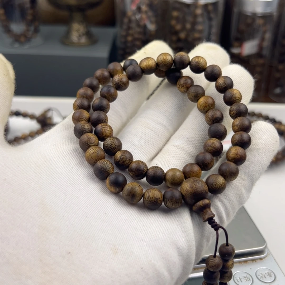 沉香手串圆珠双圈8mm