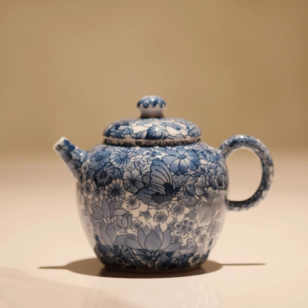 【福器】青花万花纹具轮珠 泡茶壶