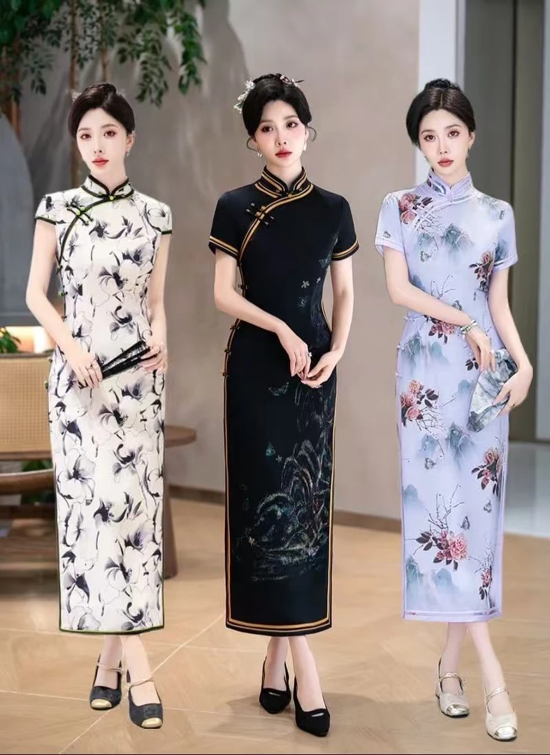 备注货号2025新款 中国风旗袍重工缝制长款复古民国风 001