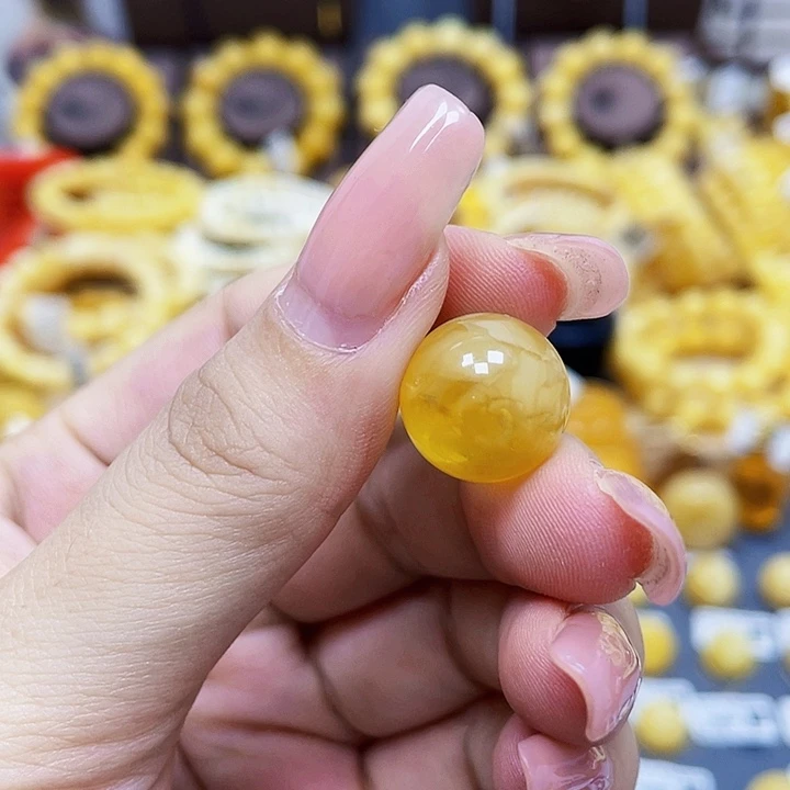 未镶嵌琥珀珠宝奇石14.7mm瑕疵福利款